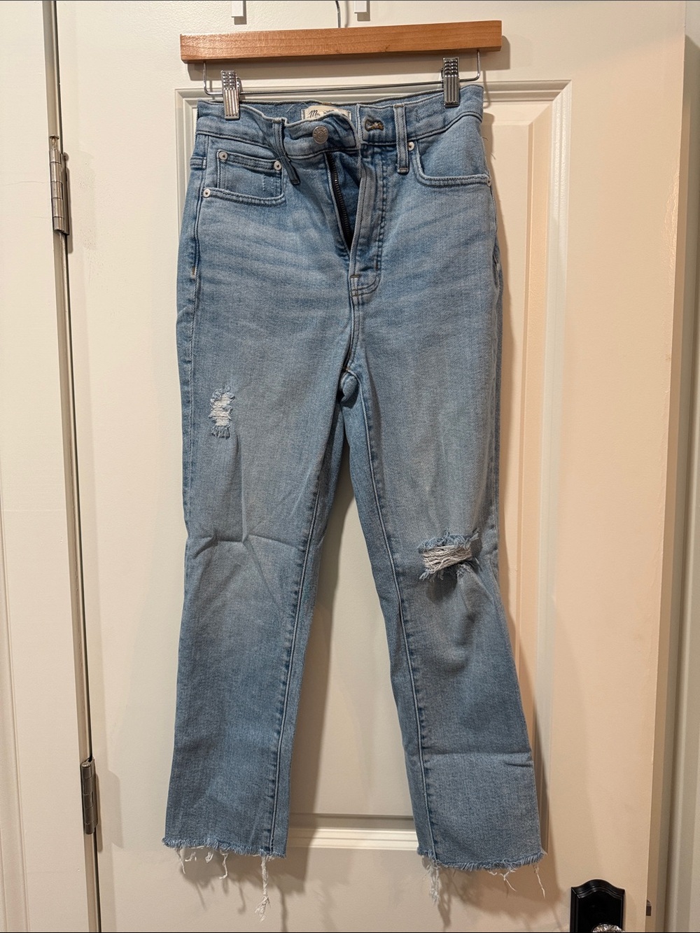 Madewell Light Wash Straight Leg Distressed Jeans